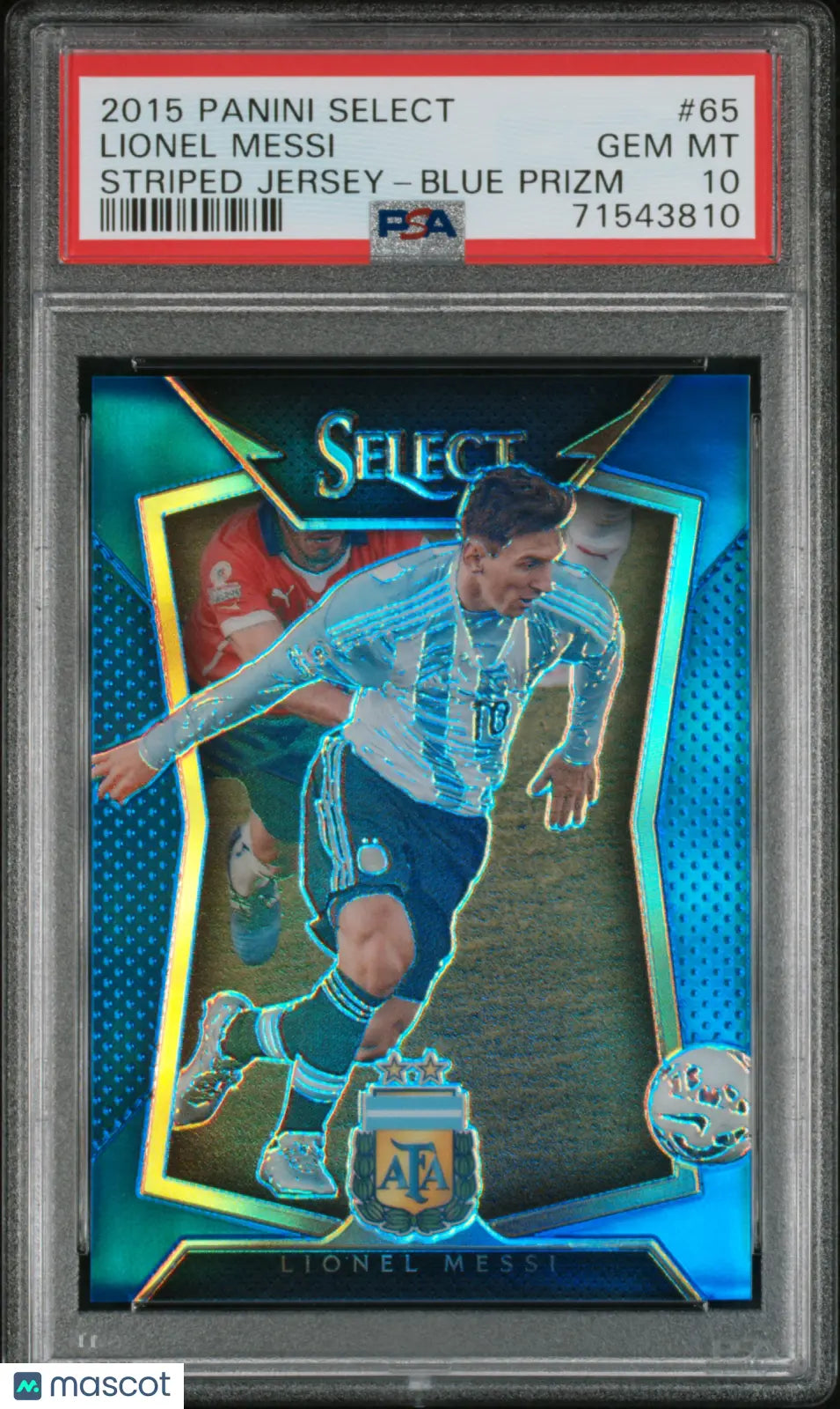 2015 Select Soccer Lionel Messi Striped Jersey Blue Prizm PSA 10 /299 