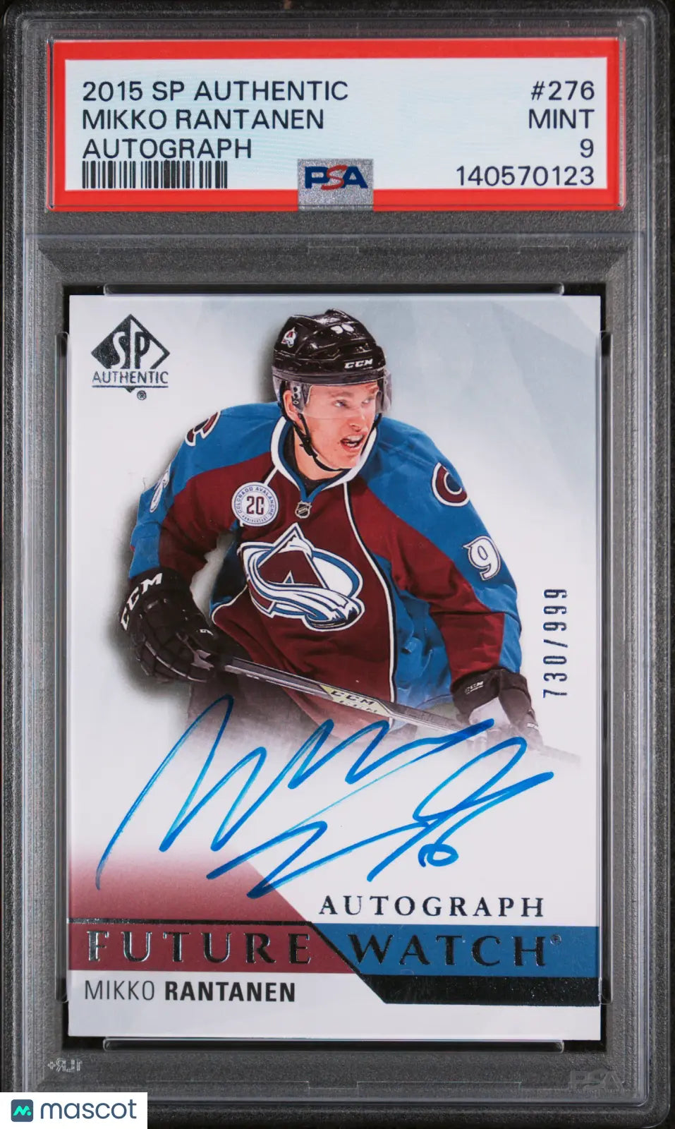 2015 UD SP Authentic Future Watch Rookie Mikko Rantanen Autograph RC/999 PSA 9 