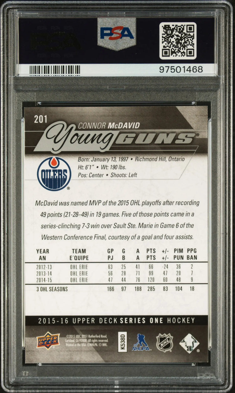 2015 Upper Deck Connor McDavid #201 / PSA 9 