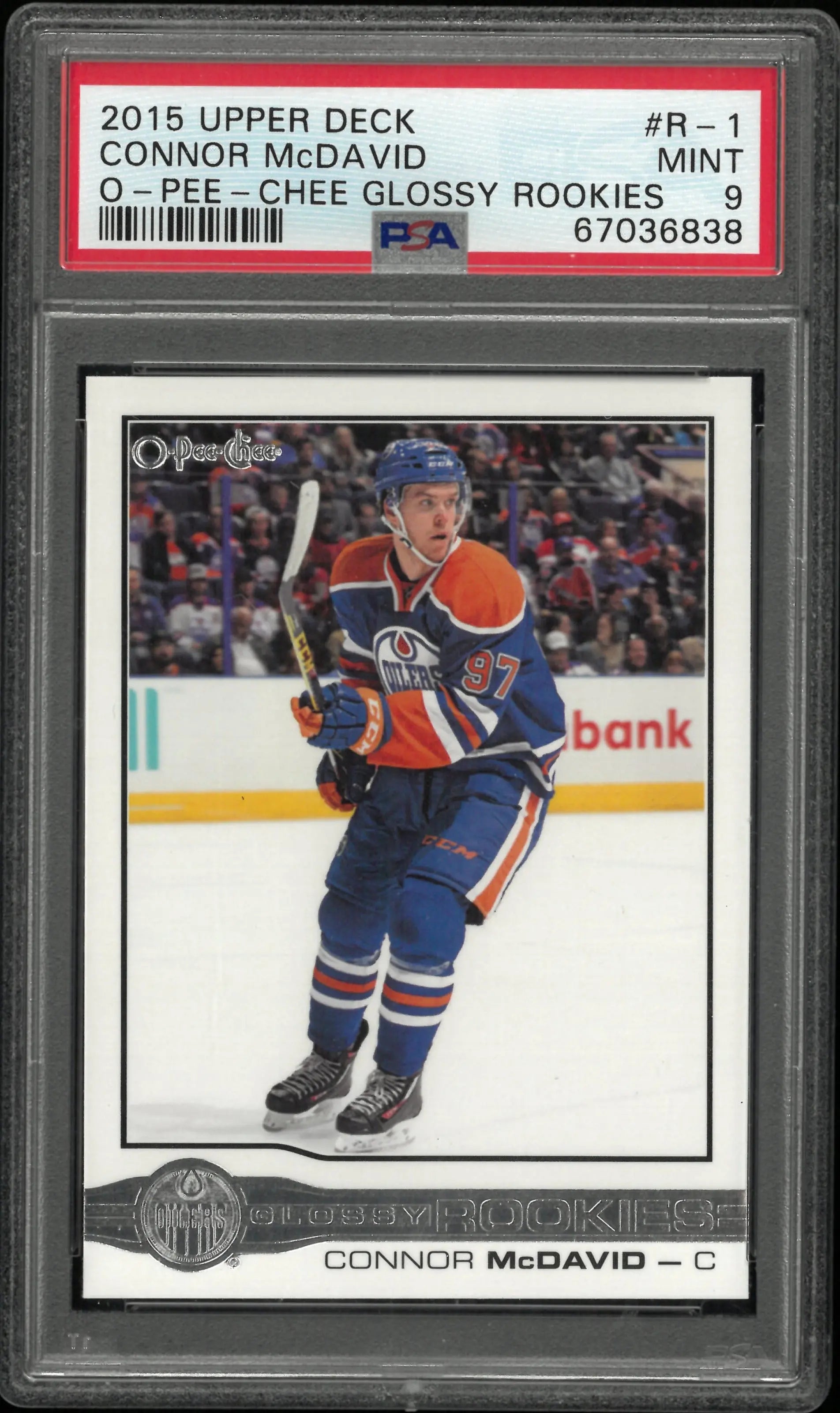 2015 Upper Deck O-Pee-Chee Glossy Rookies Connor McDavid #R-1 PSA 9 