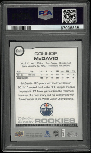 2015 Upper Deck O-Pee-Chee Glossy Rookies Connor McDavid #R-1 PSA 9 