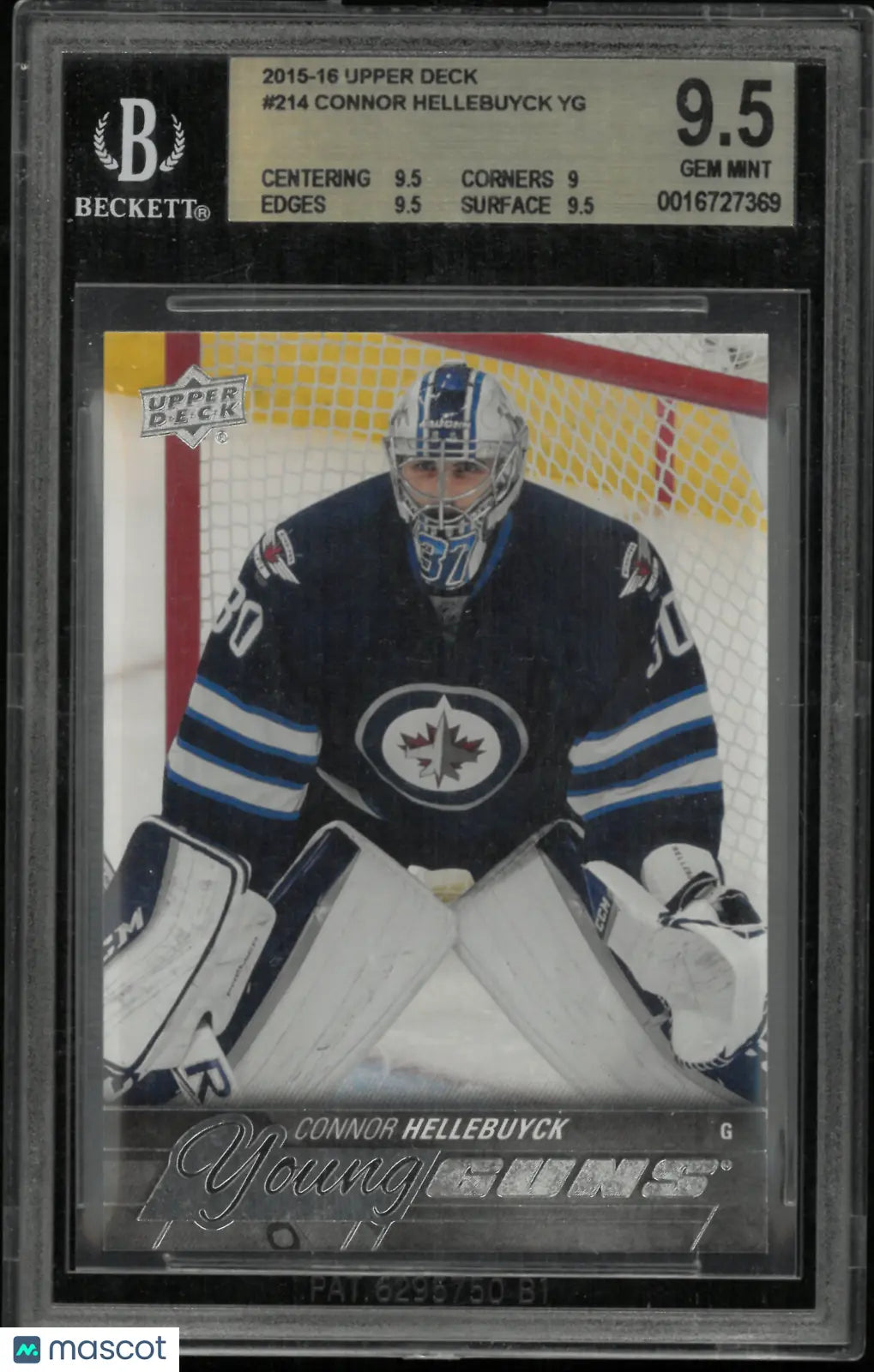 2015 Upper Deck Series 1 Connor Hellebuyck Young Guns RC Rookie BGS 9.5 