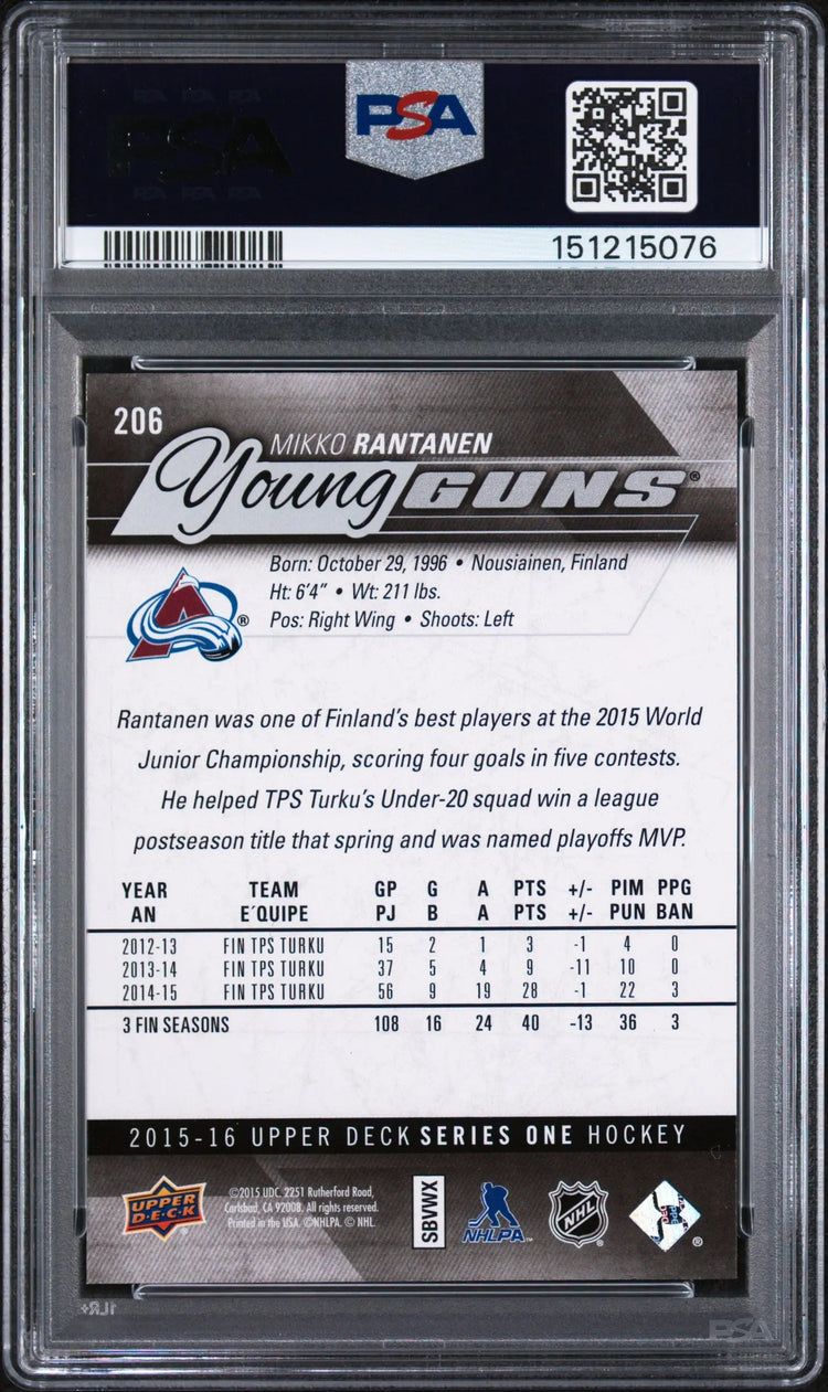 2015 Upper Deck Series One Young Guns Rookie Mikko Rantanen RC PSA 10 