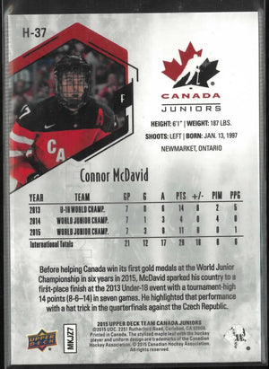 2015 Upper Deck Team Canada Juniors Hydro Rookie Connor McDavid RC 