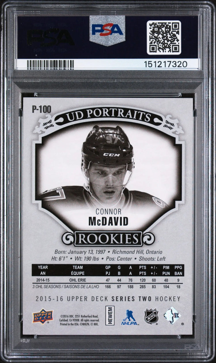 2015 Upper Deck UD Portraits Connor McDavid #P-100 PSA 10 