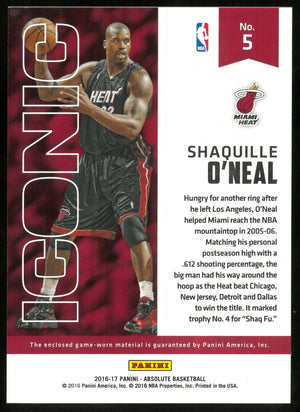 2016-17 Absolute Basketball Shaquille O'Neal Iconic Tri Color Patch /10 