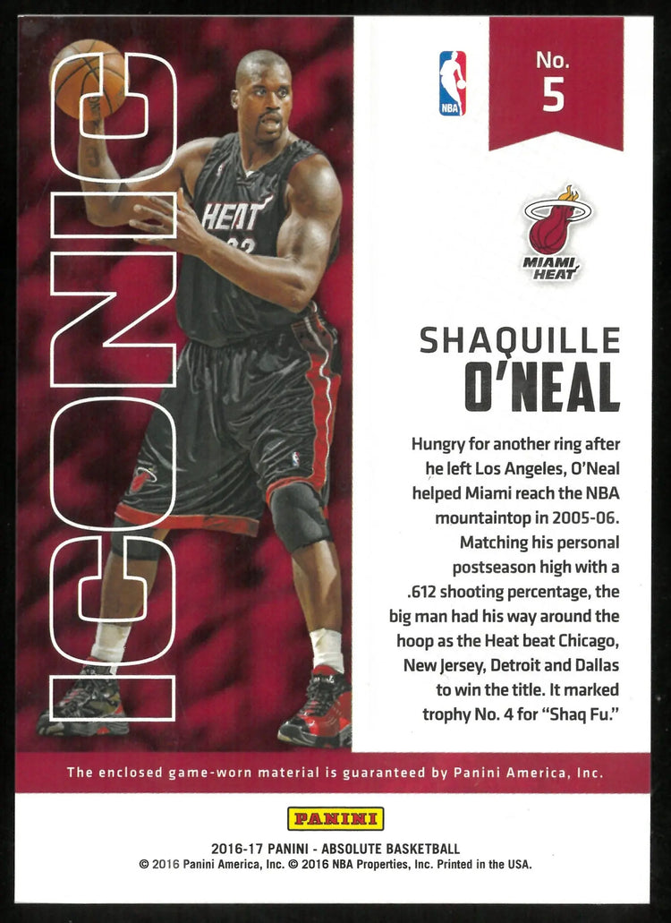 2016-17 Absolute Basketball Shaquille O'Neal Iconic Tri Color Patch /10 