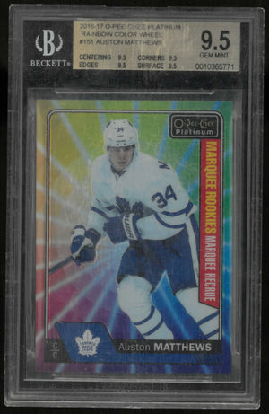2016-17 O-Pee-Chee Platinum Rookie Auston Matthews Rainbow Color Wheel BGS 9.5 