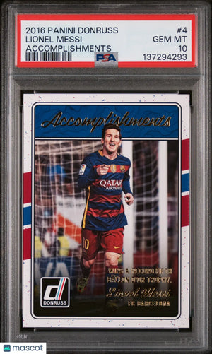 2016-17 Panini Donruss Accomplishments Lionel Messi #4 PSA 10 