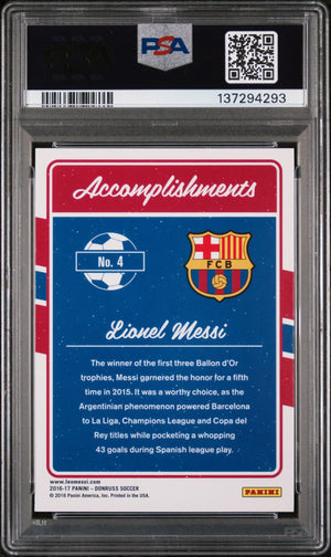 2016-17 Panini Donruss Accomplishments Lionel Messi #4 PSA 10 