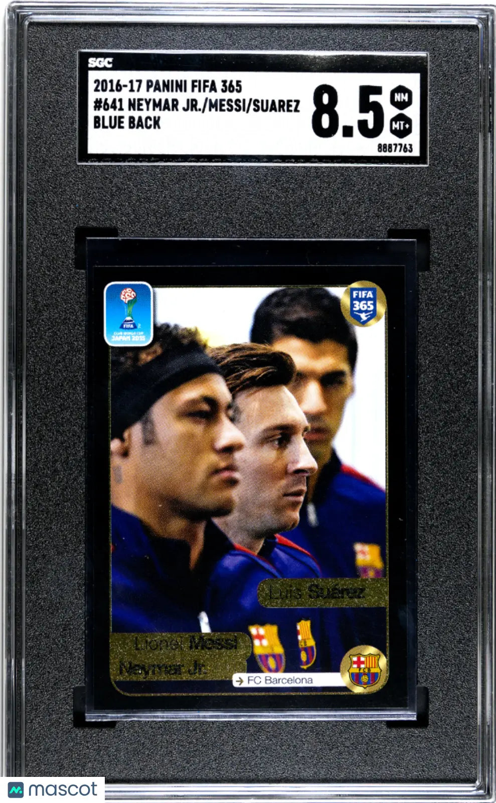2016-17 Panini FIFA 365 Suarez Messi Neymar JR. #641 Blue Back SGC 8.5 