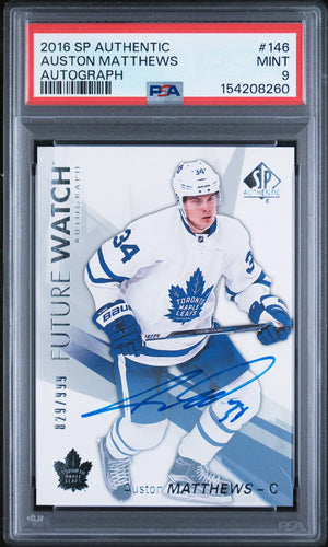 2016-17 UD SP Authentic Auston Matthews Future Watch RC Rookie Auto /999 PSA 9 
