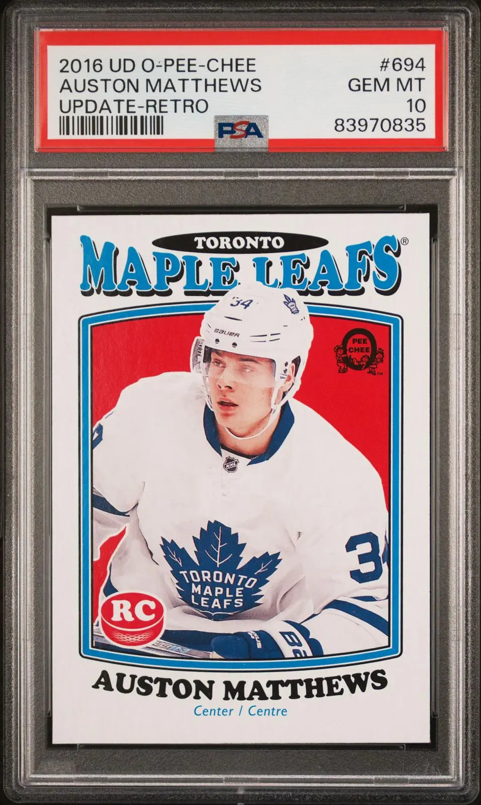 2016-17 Upper Deck O-Pee-Chee Update Rookie Auston Matthews RC Retro PSA 10 