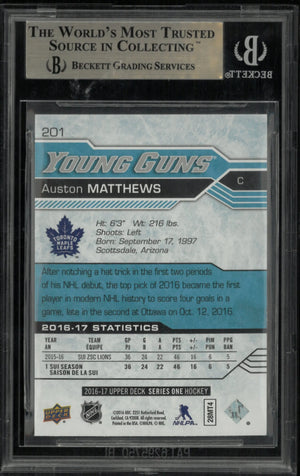 2016-17 Upper Deck Series 1 Young Guns Rookie Auston Matthews RC BGS 9.5 