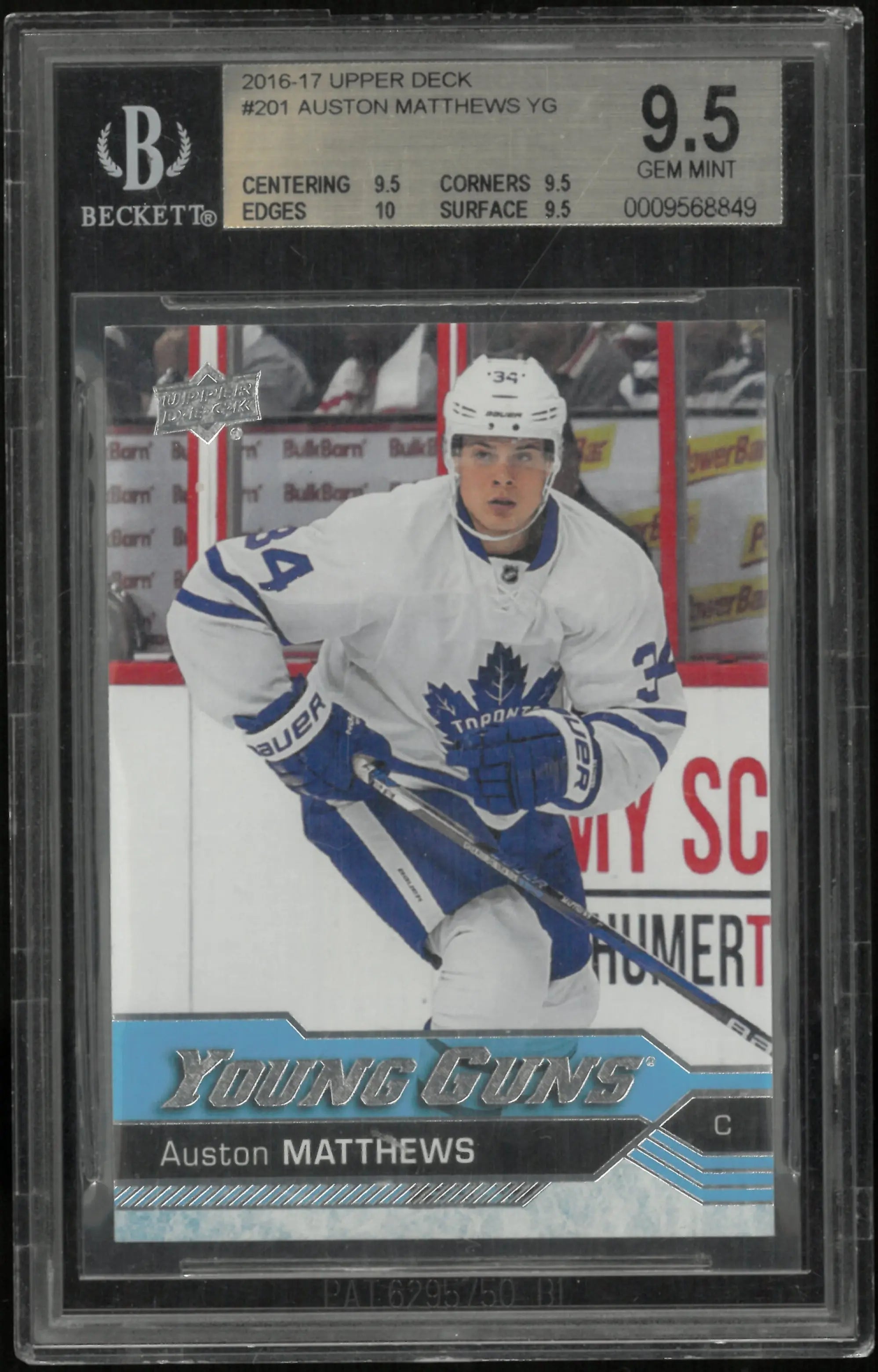 2016-17 Upper Deck Series One Auston Matthews Young Guns RC Rookie BGS 9.5 