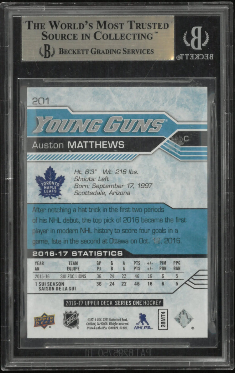 2016-17 Upper Deck Series One Auston Matthews Young Guns RC Rookie BGS 9.5 