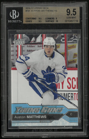 2016-17 Upper Deck Series One Auston Matthews Young Guns RC Rookie BGS 9.5 #201 