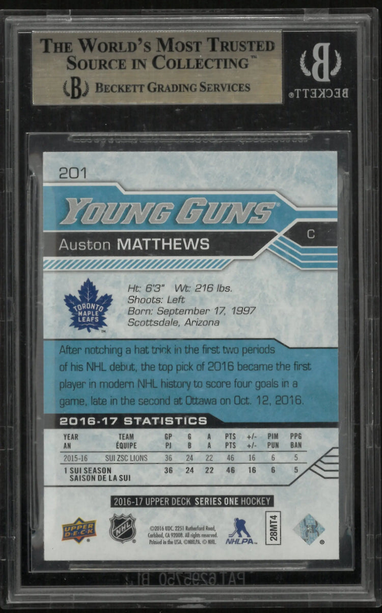 2016-17 Upper Deck Series One Auston Matthews Young Guns RC Rookie BGS 9.5 #201 
