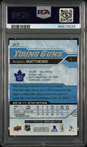 2016-17 Upper Deck Series One Auston Matthews Young Guns RC Rookie #201 PSA 10 