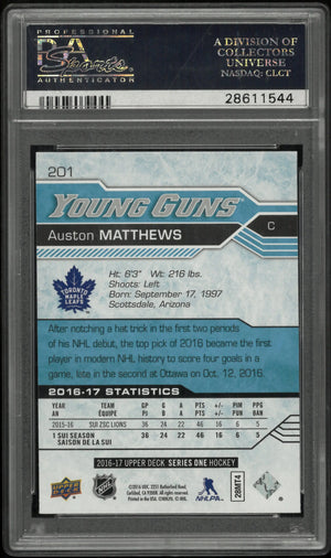 2016-17 Upper Deck Series One Auston Matthews Young Guns RC Rookie #201 PSA 10 