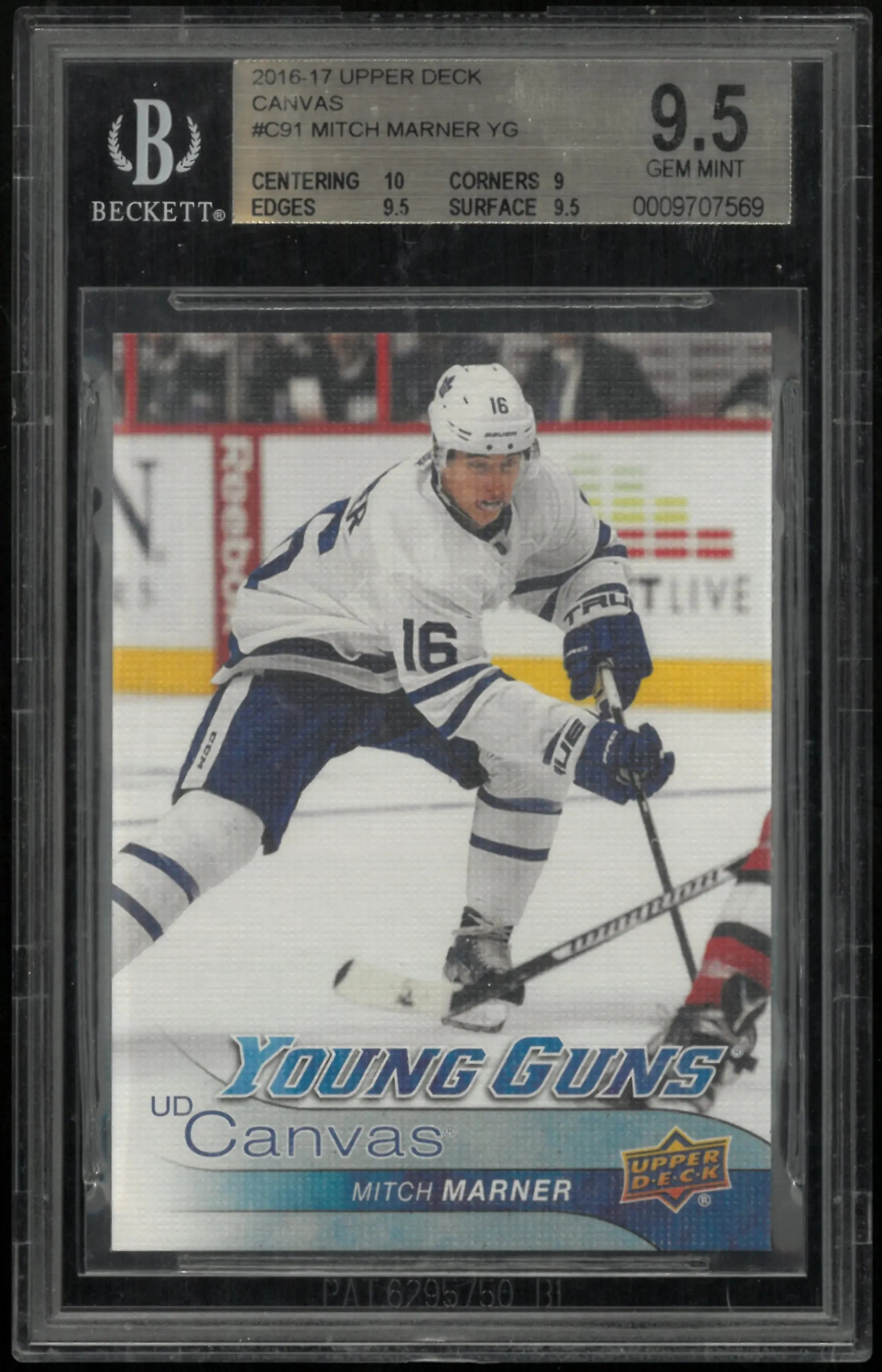 2016-17 Upper Deck Series One UD Canvas Young Guns RC  Mitch Marner BGS 9.5 