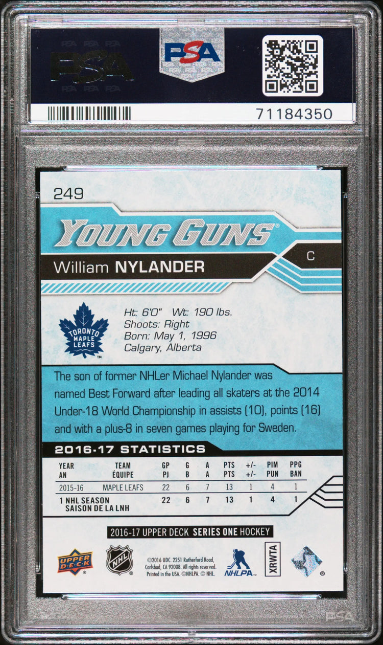 2016-17 Upper Deck Series One William Nylander Young Guns RC Rookie #249 PSA 10 