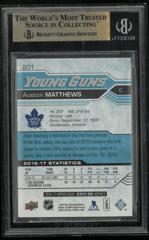 2016-17 Upper Deck Series Two Auston Matthews Young Guns RC Rookie BGS 9.5 