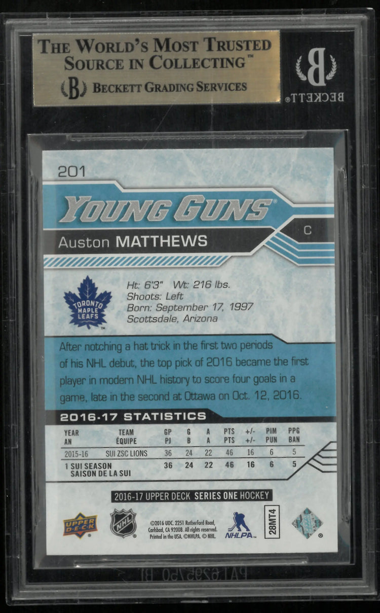 2016-17 Upper Deck Series Two Auston Matthews Young Guns RC Rookie BGS 9.5 