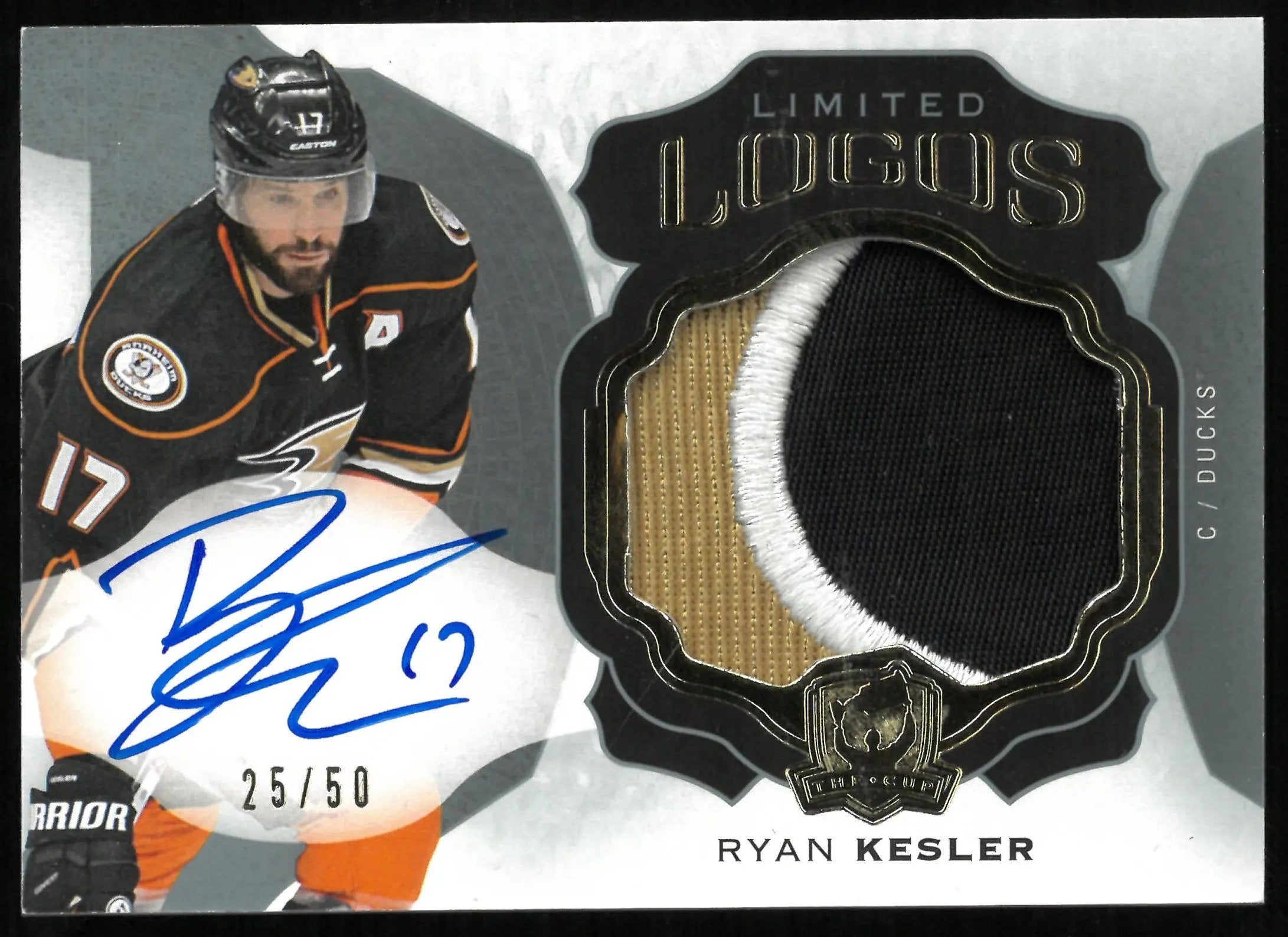 2016-17Upper Deck The Cup Limited Logos 3 Color Patch Auto Ryan Kesler /50 
