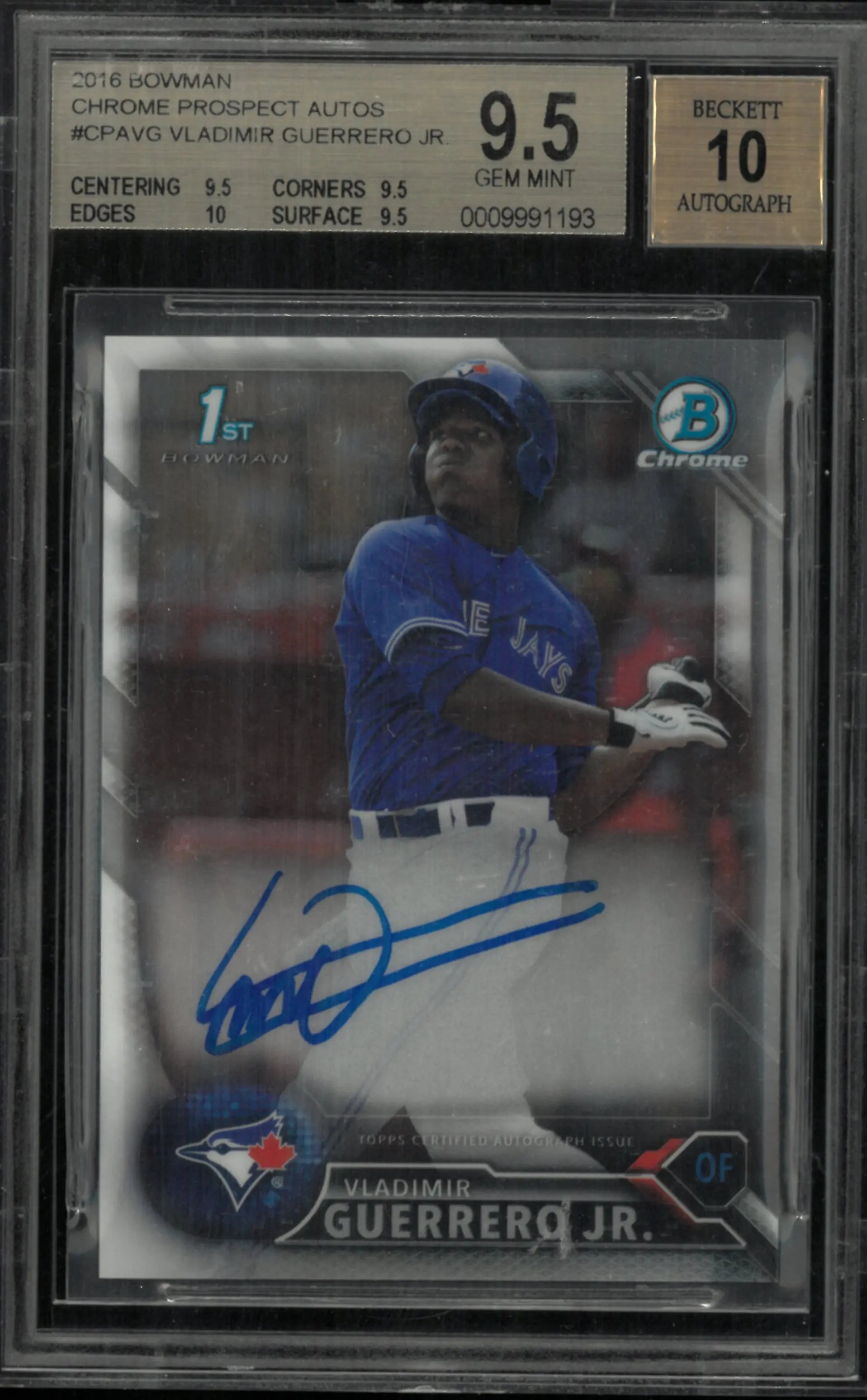 2016 Bowman Chrome Prospect Auto Vladimir Guerrero Jr. RC BGS 9.5 Auto 10 