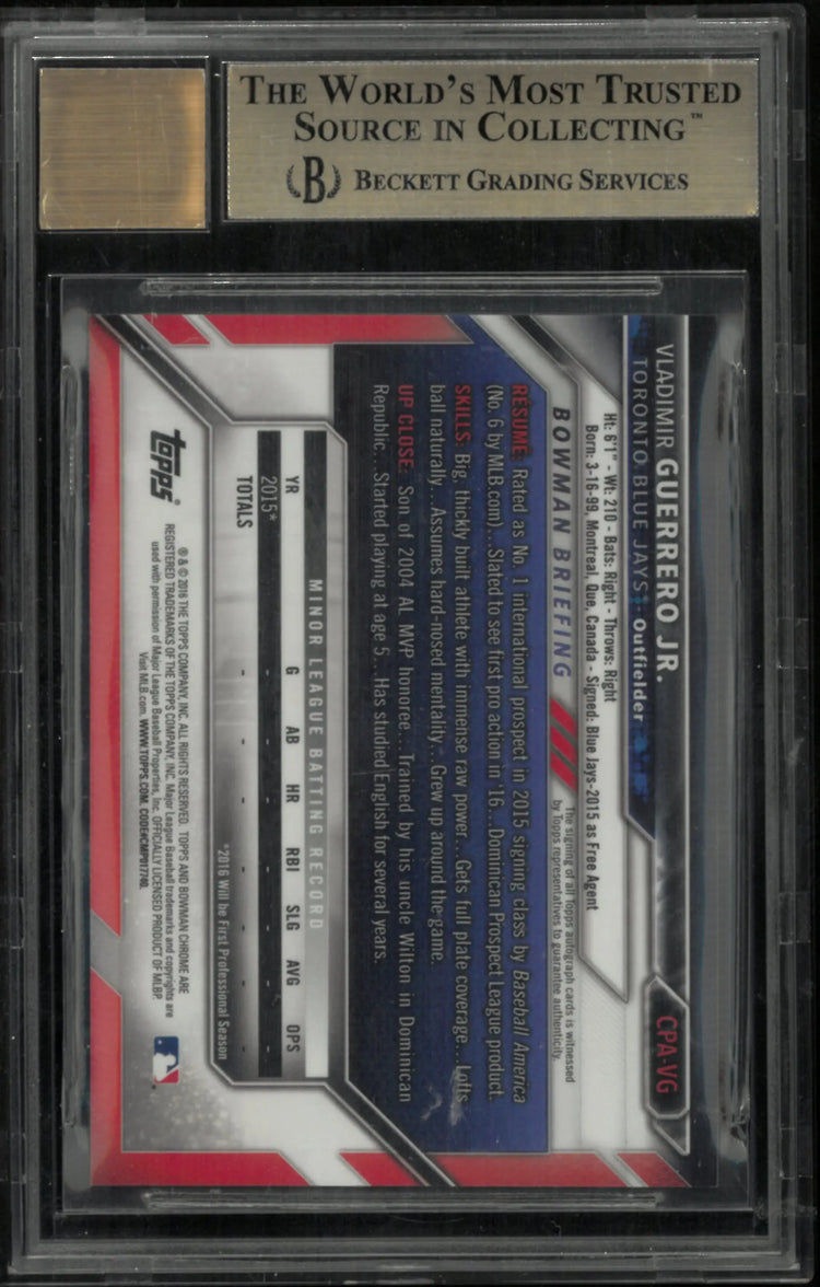 2016 Bowman Chrome Prospect Auto Vladimir Guerrero Jr. RC BGS 9.5 Auto 10 