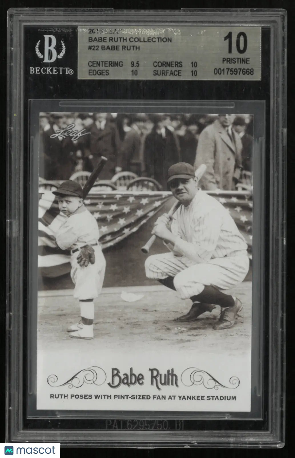 2016 Leaf Babe Ruth Collection Babe Ruth #22 BGS 10 