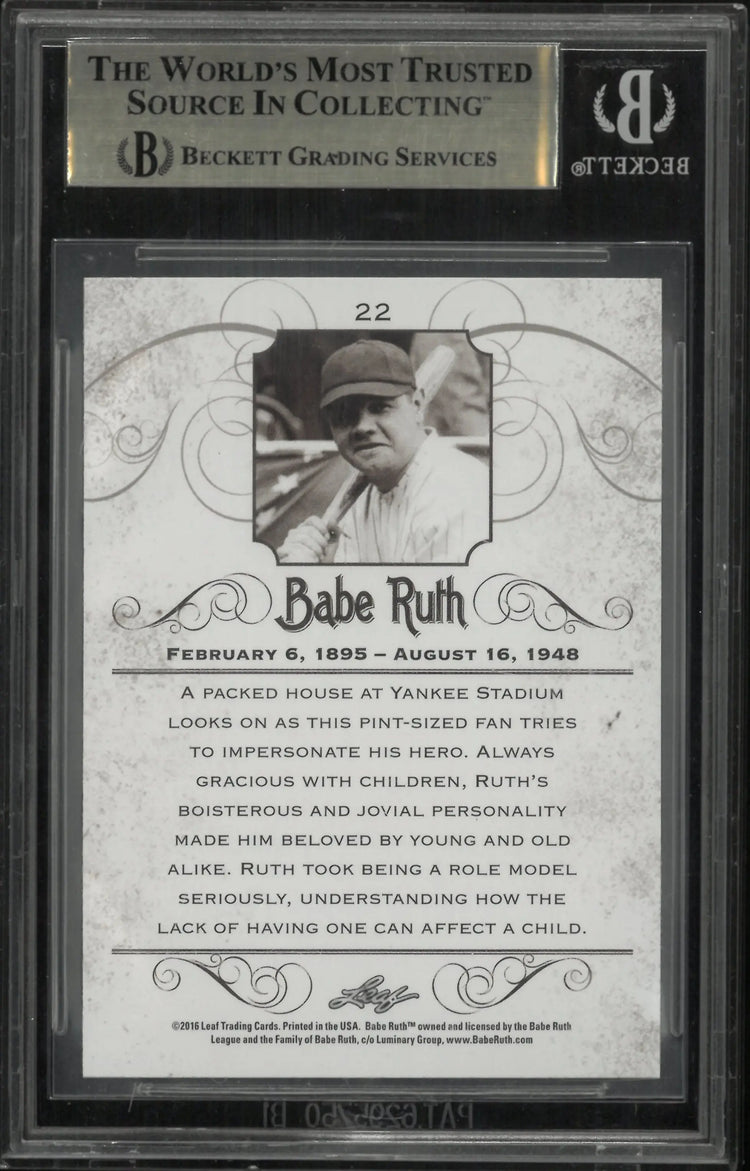 2016 Leaf Babe Ruth Collection Babe Ruth #22 BGS 10 