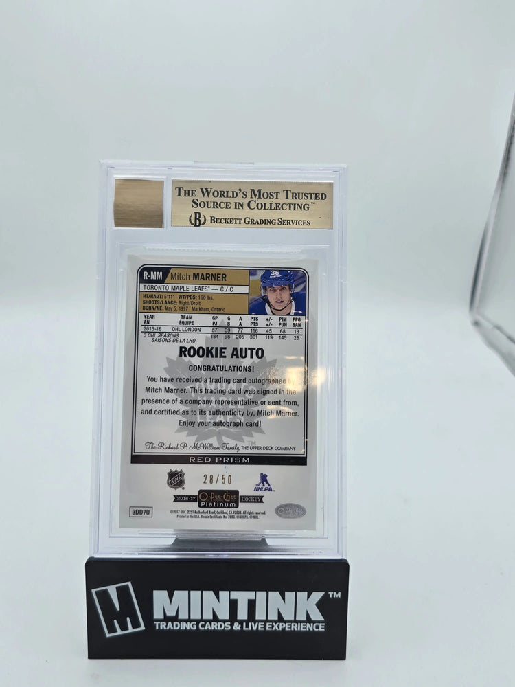2016 O-Pee-Chee Platinum Rookie Autographs Red Prism Mitch Marner RC BGS 9.5 /50 