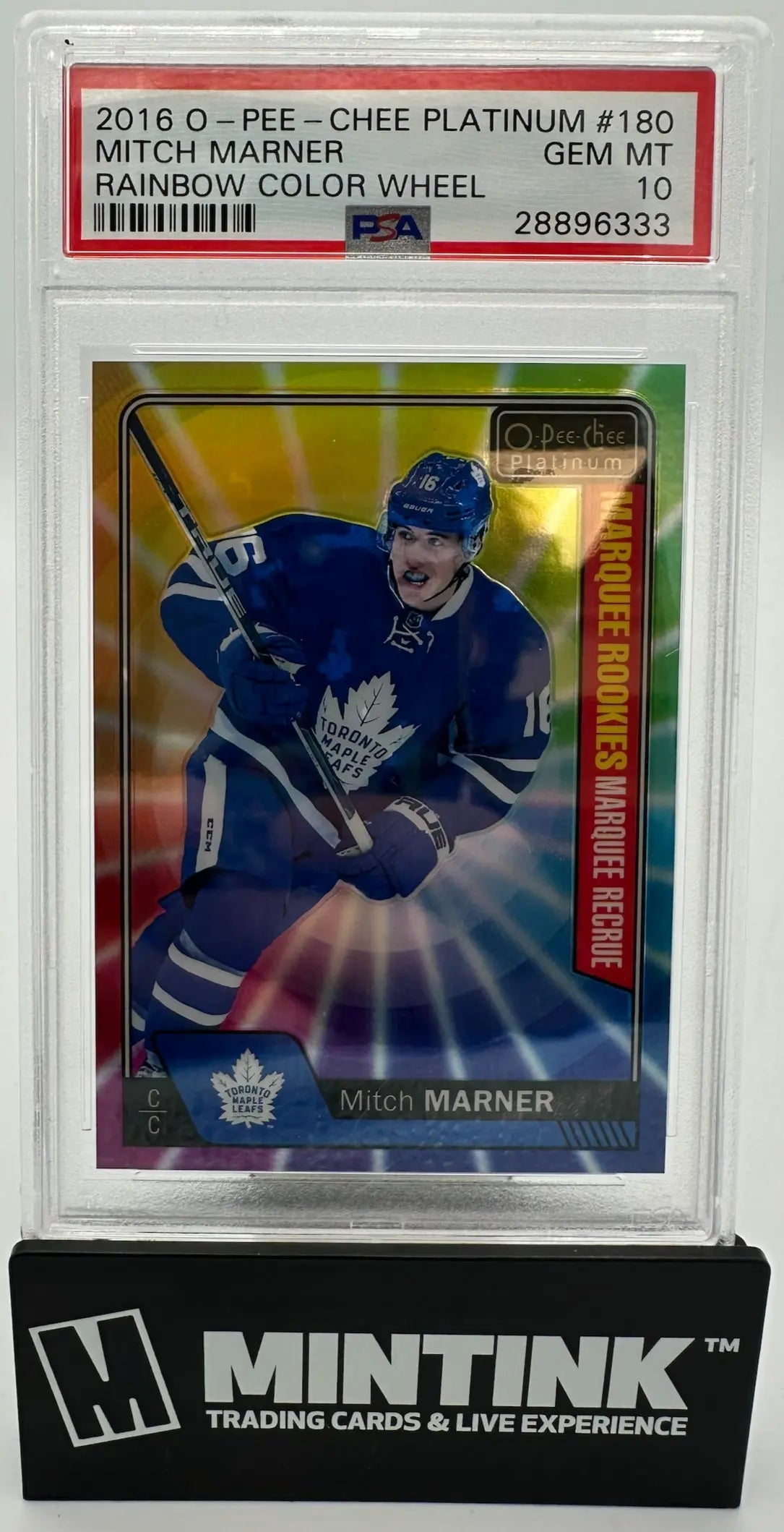 2016 O-Pee-Chee Platinum Rookie Mitch Marner Rainbow Color Wheel RC PSA 10 