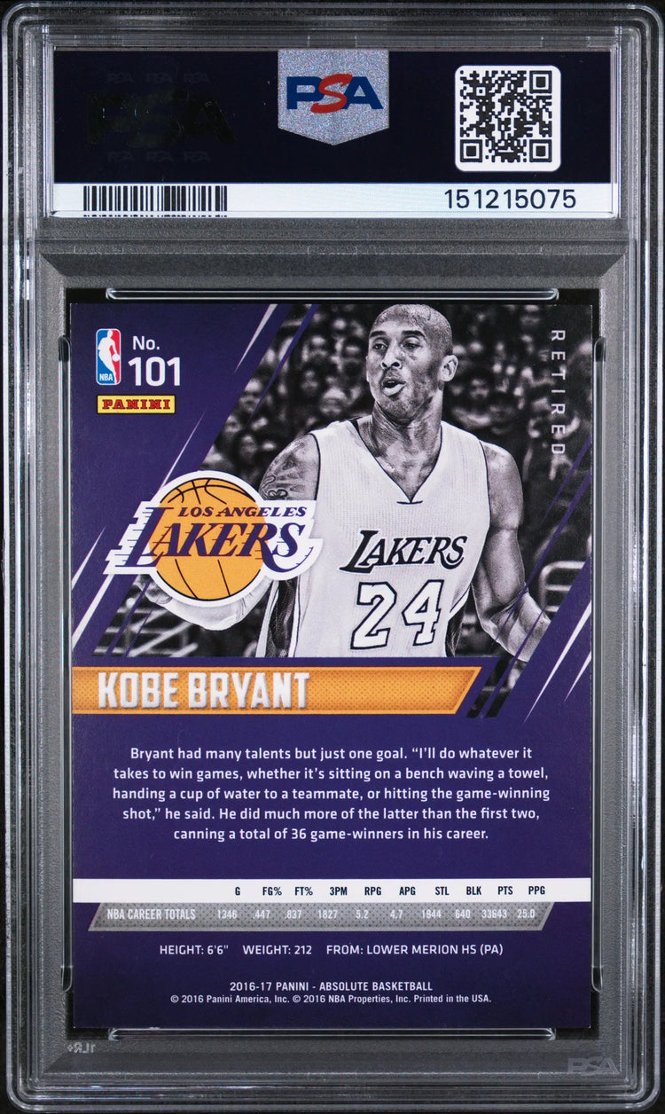 2016 Panini Absolute Kobe Bryant /999 PSA 8 