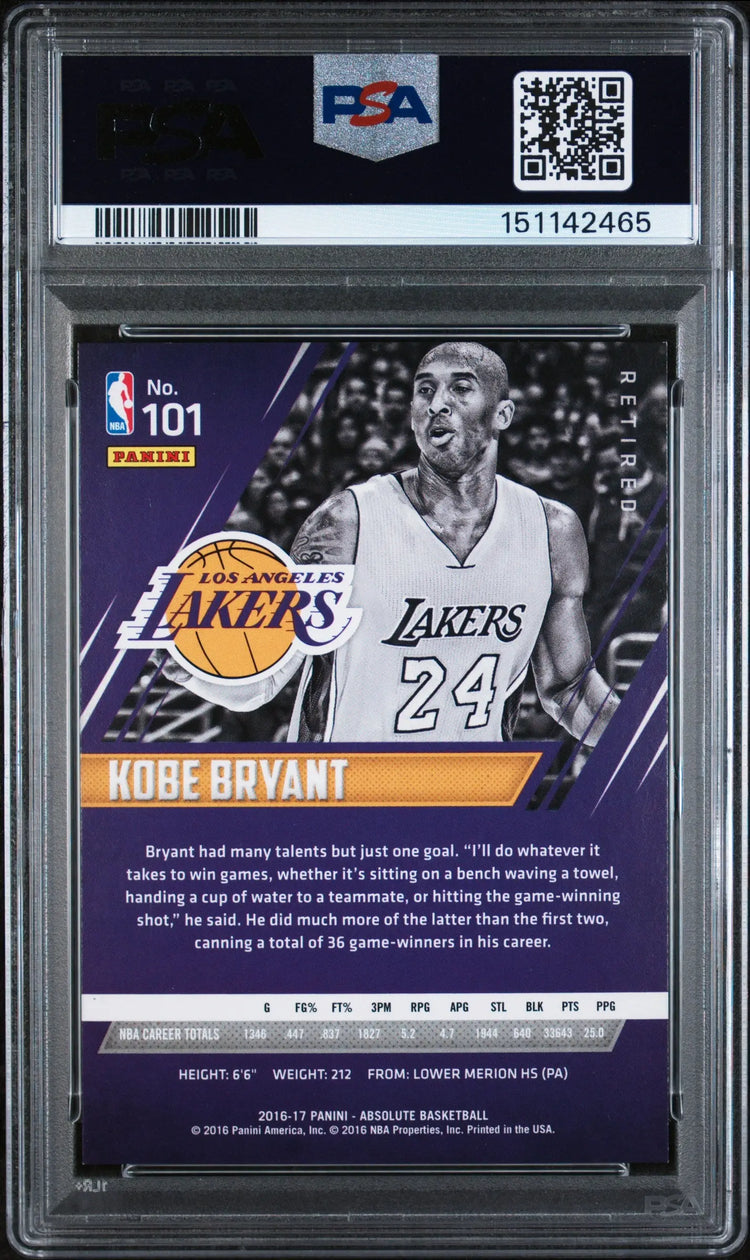 2016 Panini Absolute Kobe Bryant /999 PSA 8 