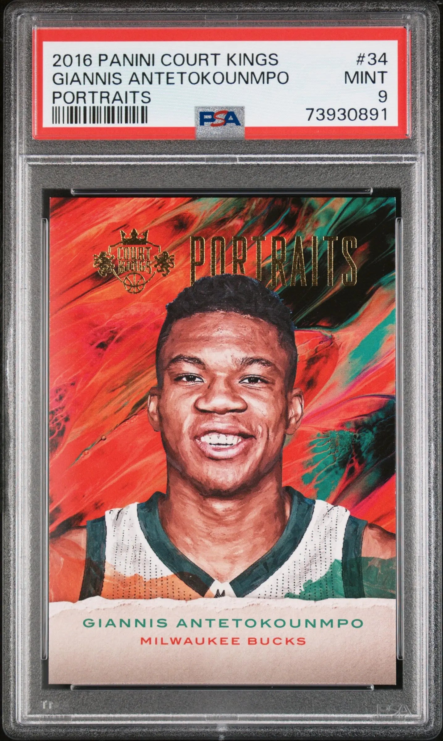 2016 Panini Court Kings Portraits Giannis Antetokounmpo PSA 9 