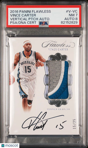 2016 Panini Flawless Basketball Vertical Patch Auto Vince Carter PSA 7 15/25 