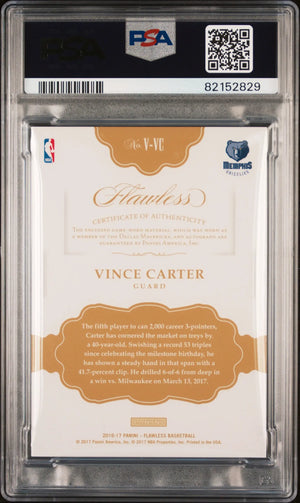 2016 Panini Flawless Basketball Vertical Patch Auto Vince Carter PSA 7 15/25 