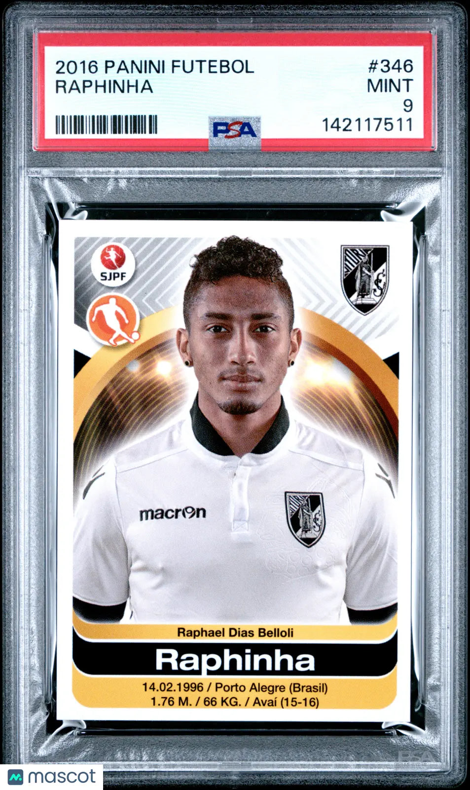 2016 Panini Futebol Raphinha #346 PSA 9 