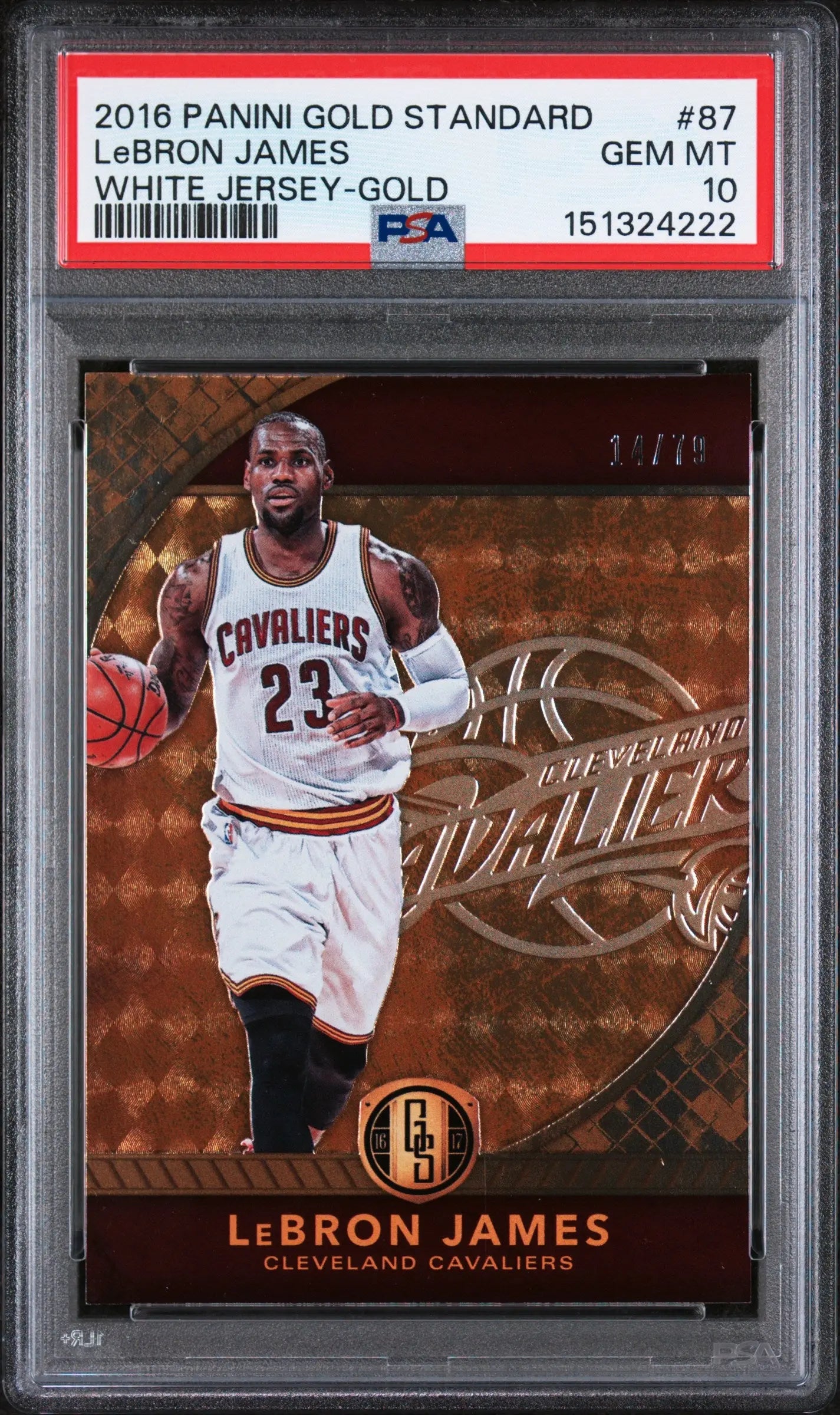 2016 Panini Gold Standard LeBron James White Jersey /79 PSA 10 