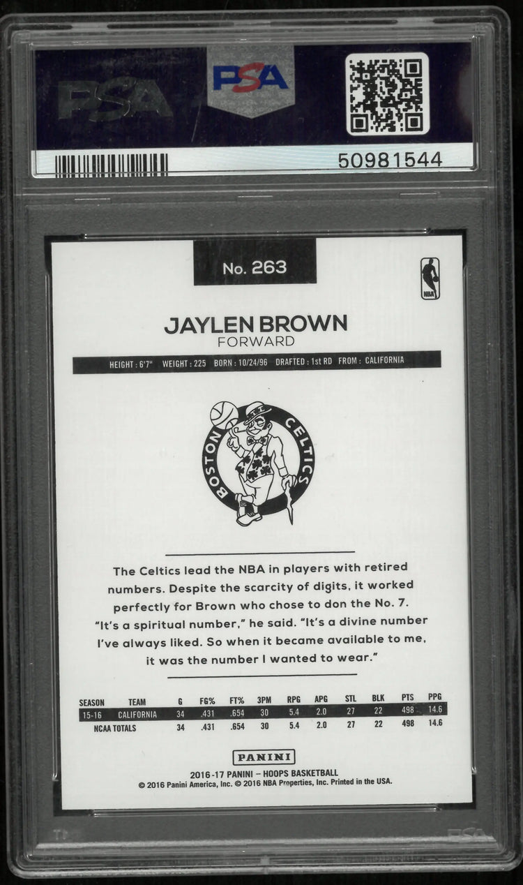 2016 Panini Hoops Jaylen Brown #263 PSA 10 