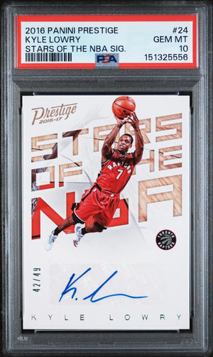 2016 Panini Prestige Stars Of The NBA Autograph Kyle Lowry Auto /49 PSA 10 