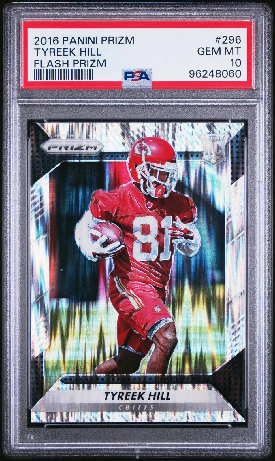 2016 Panini Prizm Football Rookie Tyreek Hill RC Flash Prizm PSA 10 