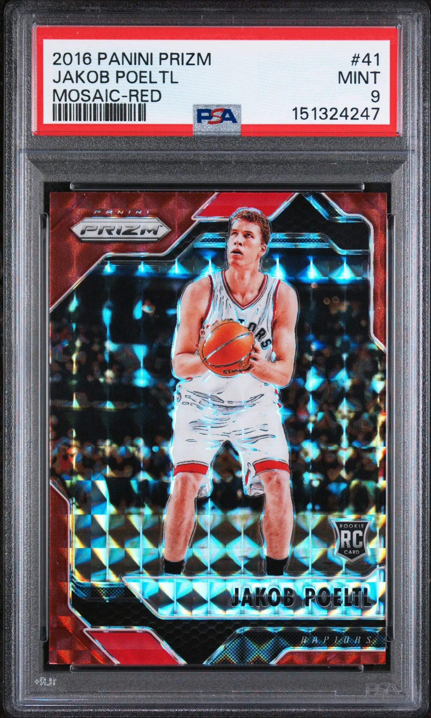 2016 Panini Prizm Mosaic Red Rookie Jakob Poeltl #41 PSA 9 