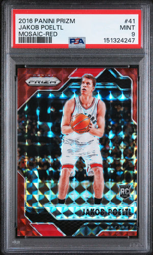 2016 Panini Prizm Mosaic Red Rookie Jakob Poeltl #41 PSA 9 