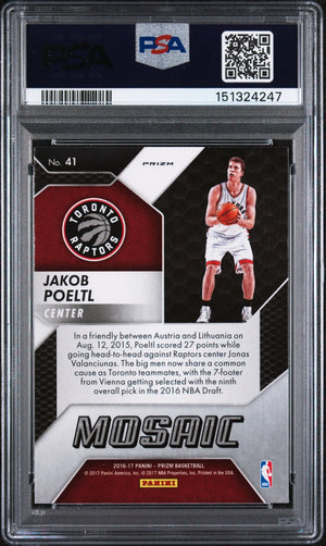 2016 Panini Prizm Mosaic Red Rookie Jakob Poeltl #41 PSA 9 