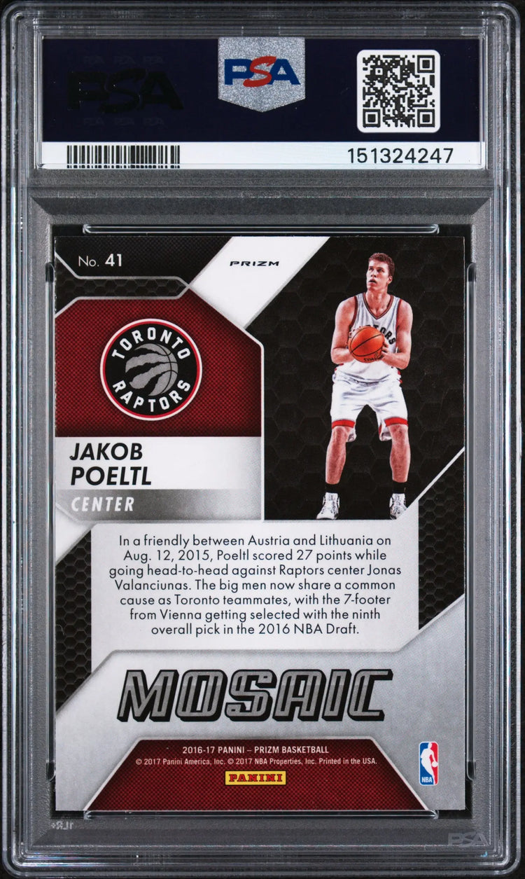 2016 Panini Prizm Mosaic Red Rookie Jakob Poeltl #41 PSA 9 