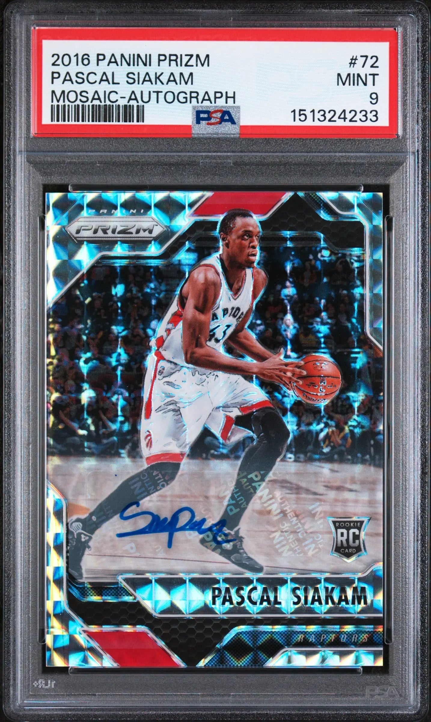 2016 Panini Prizm Mosaic Rookie Autograph Pascal Siakam Auto RC PSA 9 